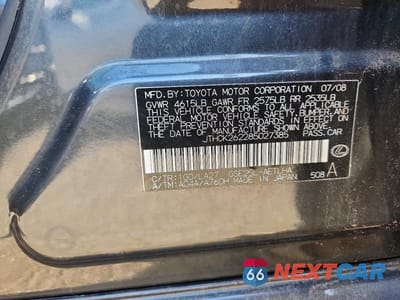 Zdjęcie 12 z 12 samochodu: 2008 LEXUS IS 250 VIN:JTHCK262285027385 - miniatura