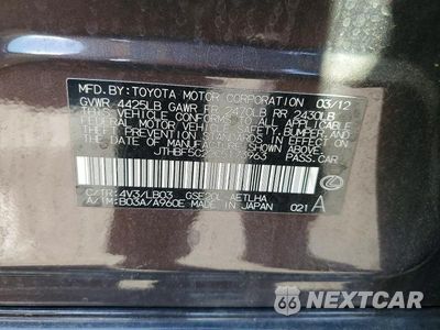 Zdjęcie 12 z 12 samochodu: 2012 LEXUS IS 250 BASE VIN:JTHBF5C22C5173963 - miniatura