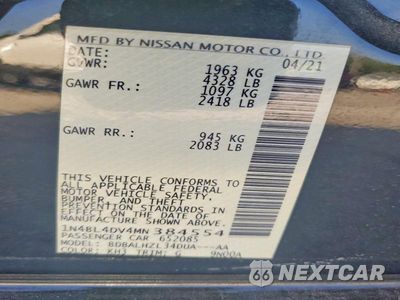 Zdjęcie 12 z 12 samochodu: 2021 NISSAN ALTIMA SV VIN:1N4BL4DV4MN384554 - miniatura