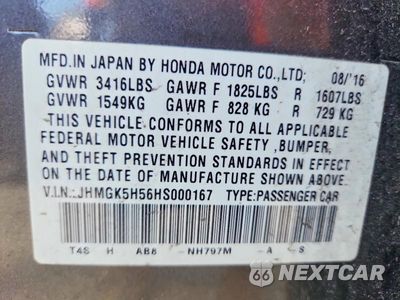 Zdjęcie 12 z 12 samochodu: 2017 HONDA FIT LX VIN:JHMGK5H56HS000167 - miniatura