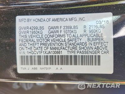 Zdjęcie 12 z 12 samochodu: 2018 HONDA ACCORD LX VIN:1HGCV1F1XJA130661 - miniatura