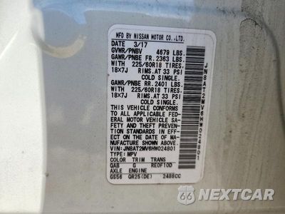 Zdjęcie 13 z 13 samochodu: 2017 NISSAN ROGUE SL VIN:JN8AT2MV6HW024801 - miniatura
