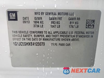 Zdjęcie 12 z 12 samochodu: 2014 CHEVROLET SONIC LT VIN:1G1JC5SHXE4123079 - miniatura