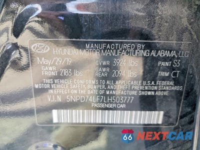 Zdjęcie 12 z 12 samochodu: 2020 HYUNDAI ELANTRA SE VIN:5NPD74LF7LH503777 - miniatura