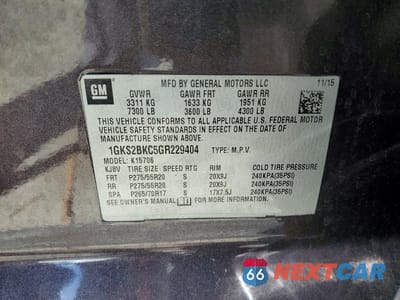 Zdjęcie 13 z 13 samochodu: 2016 GMC YUKON SLT VIN:1GKS2BKC5GR229404 - miniatura