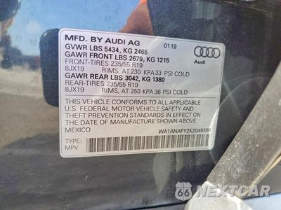 Zdjęcie 13 z 13 samochodu: 2019 AUDI Q5 PREMIUM VIN:WA1ANAFY2K2049386 - miniatura