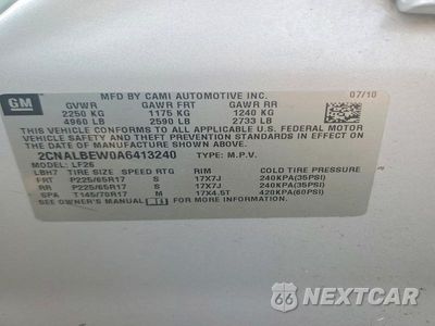 Zdjęcie 13 z 13 samochodu: 2010 CHEVROLET EQUINOX LS VIN:2CNALBEW0A6413240 - miniatura