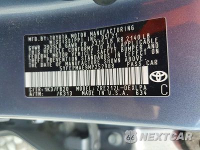 Zdjęcie 12 z 12 samochodu: 2021 TOYOTA COROLLA LE VIN:5YFEPMAE9MP252988 - miniatura