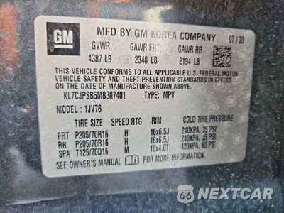 Zdjęcie 13 z 13 samochodu: 2021 CHEVROLET TRAX 1LT VIN:KL7CJPSB5MB307401 - miniatura