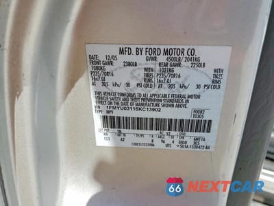 Zdjęcie 13 z 13 samochodu: 2006 FORD ESCAPE XLT VIN:1FMYU03116KC13902 - miniatura