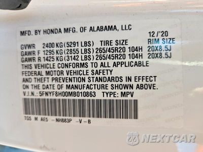 Zdjęcie 13 z 13 samochodu: 2021 HONDA PASSPORT ELITE VIN:5FNYF8H00MB010863 - miniatura