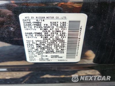Zdjęcie 13 z 13 samochodu: 2014 NISSAN MURANO SL VIN:JN8AZ1MW5EW531086 - miniatura