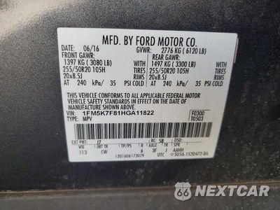 Zdjęcie 13 z 13 samochodu: 2017 FORD EXPLORER LIMITED VIN:1FM5K7F81HGA11822 - miniatura