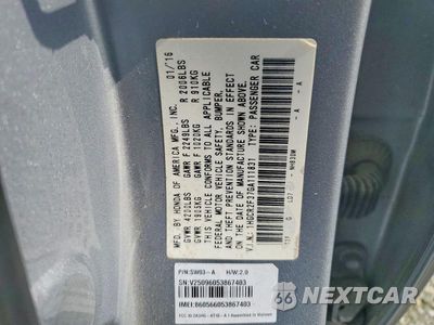 Zdjęcie 12 z 12 samochodu: 2016 HONDA ACCORD LX VIN:1HGCR2F37GA111831 - miniatura