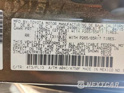 Zdjęcie 12 z 12 samochodu: 2015 TOYOTA TACOMA V6 VIN:3TMLU4EN7FM191547 - miniatura