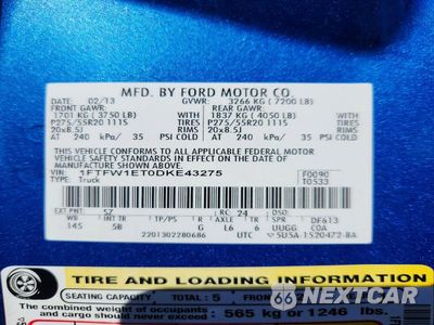 Zdjęcie 12 z 12 samochodu: 2013 FORD F150 SUPERCREW VIN:1FTFW1ET0DKE43275 - miniatura