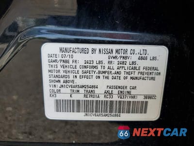 Zdjęcie 12 z 12 samochodu: 2010 INFINITI G37 SEDAN X VIN:JN1CV6AR5AM254864 - miniatura