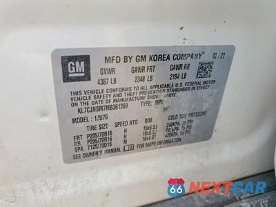 Zdjęcie 13 z 13 samochodu: 2021 CHEVROLET TRAX LS VIN:KL7CJNSM7MB361269 - miniatura