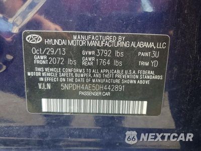 Zdjęcie 12 z 12 samochodu: 2013 HYUNDAI ELANTRA GLS VIN:5NPDH4AE5DH442891 - miniatura