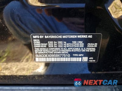 Zdjęcie 12 z 12 samochodu: 2025 BMW X6 XDRIVE40I VIN:5UX33EX09S9X77510 - miniatura