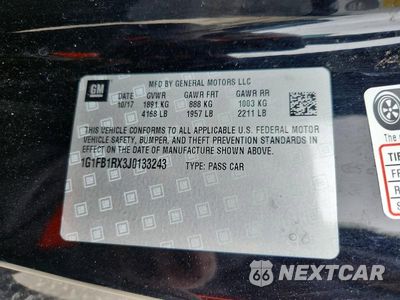 Zdjęcie 12 z 12 samochodu: 2018 CHEVROLET CAMARO LT VIN:1G1FB1RX3J0133243 - miniatura