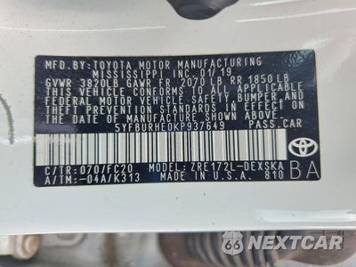 Zdjęcie 12 z 12 samochodu: 2019 TOYOTA COROLLA SE VIN:5YFBURHE0KP937649 - miniatura