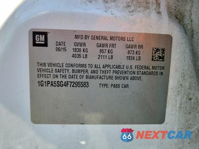 Zdjęcie 12 z 12 samochodu: 2015 CHEVROLET CRUZE LS VIN:1G1PA5SG4F7295583 - miniatura