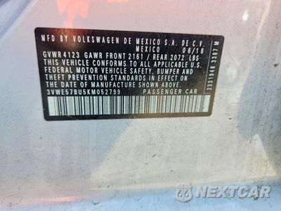 Zdjęcie 12 z 12 samochodu: 2019 VOLKSWAGEN JETTA SEL VIN:3VWE57BU5KM052799 - miniatura