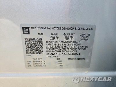 Zdjęcie 12 z 12 samochodu: 2020 CHEVROLET EQUINOX LT VIN:3GNAXLEXXLS615974 - miniatura