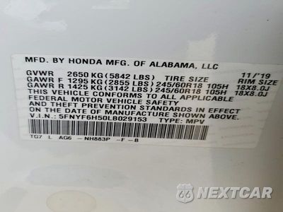 Zdjęcie 13 z 13 samochodu: 2020 HONDA PILOT EXL VIN:5FNYF6H50LB029153 - miniatura