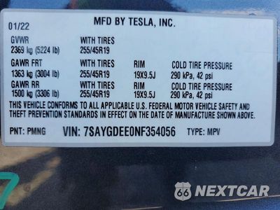 Zdjęcie 13 z 13 samochodu: 2022 TESLA MODEL Y VIN:7SAYGDEE0NF354056 - miniatura