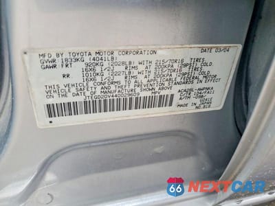 Zdjęcie 13 z 13 samochodu: 2004 TOYOTA RAV4 BASE VIN:JTEGD20V440029609 - miniatura
