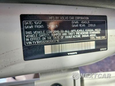 Zdjęcie 13 z 13 samochodu: 2008 VOLVO S60 2.5T VIN:YV1RH592982683716 - miniatura