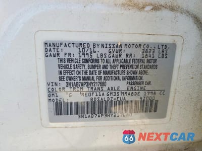 Zdjęcie 12 z 12 samochodu: 2017 NISSAN SENTRA SV VIN:3N1AB7AP3HY217680 - miniatura
