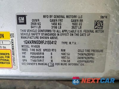 Zdjęcie 13 z 13 samochodu: 2015 GMC ACADIA SLE VIN:1GKKRNED8FJ155412 - miniatura