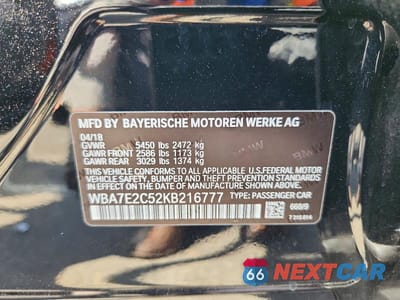 Zdjęcie 12 z 12 samochodu: 2019 BMW 740 I VIN:WBA7E2C52KB216777 - miniatura