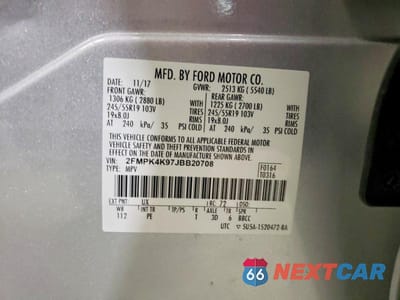 Zdjęcie 13 z 13 samochodu: 2018 FORD EDGE TITANIUM VIN:2FMPK4K97JBB20708 - miniatura