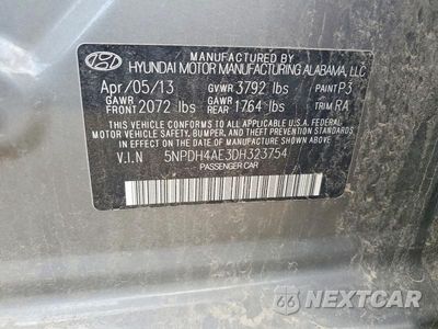 Zdjęcie 12 z 12 samochodu: 2013 HYUNDAI ELANTRA GLS VIN:5NPDH4AE3DH323754 - miniatura
