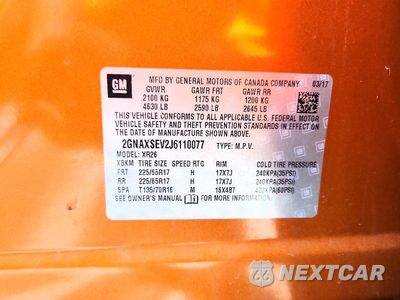 Zdjęcie 12 z 12 samochodu: 2018 CHEVROLET EQUINOX LT VIN:2GNAXSEV2J6110077 - miniatura