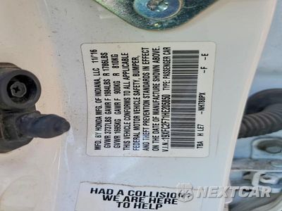 Zdjęcie 12 z 12 samochodu: 2017 HONDA CIVIC EX VIN:19XFC2F71HE205850 - miniatura