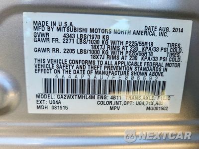 Zdjęcie 12 z 12 samochodu: 2015 MITSUBISHI OUTLANDER SPORT ES VIN:4A4AP3AU7FE006692 - miniatura