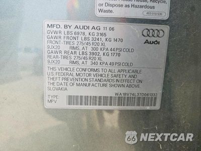 Zdjęcie 13 z 13 samochodu: 2007 AUDI Q7 4.2 QUATTRO PREMIUM VIN:WA1BV74L37D061332 - miniatura