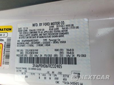 Zdjęcie 12 z 12 samochodu: 2015 FORD FUSION SE VIN:3FA6P0HD6FR232405 - miniatura