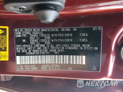 Zdjęcie 14 z 14 samochodu: 2015 TOYOTA HIGHLANDER LIMITED PLATINUM VIN:5TDDKRFH5FS187111 - miniatura