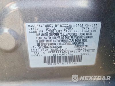 Zdjęcie 12 z 12 samochodu: 2016 NISSAN VERSA 1.6 SV VIN:3N1CN7AP5GL891311 - miniatura