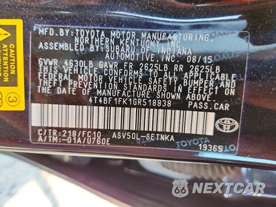 Zdjęcie 12 z 12 samochodu: 2016 TOYOTA CAMRY LE VIN:4T4BF1FK1GR518838 - miniatura