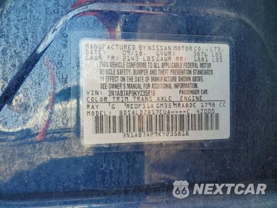 Zdjęcie 12 z 12 samochodu: 2019 NISSAN SENTRA SV VIN:3N1AB7AP9KY235818 - miniatura