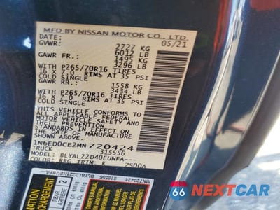 Zdjęcie 12 z 12 samochodu: 2021 NISSAN FRONTIER SV VIN:1N6ED0CE2MN720424 - miniatura