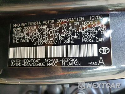 Zdjęcie 13 z 13 samochodu: 2007 TOYOTA YARIS BASE VIN:JTDBT923371113456 - miniatura