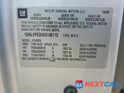 Zdjęcie 13 z 13 samochodu: 2010 CHEVROLET TRAVERSE LT VIN:1GNLVFED9AS145113 - miniatura